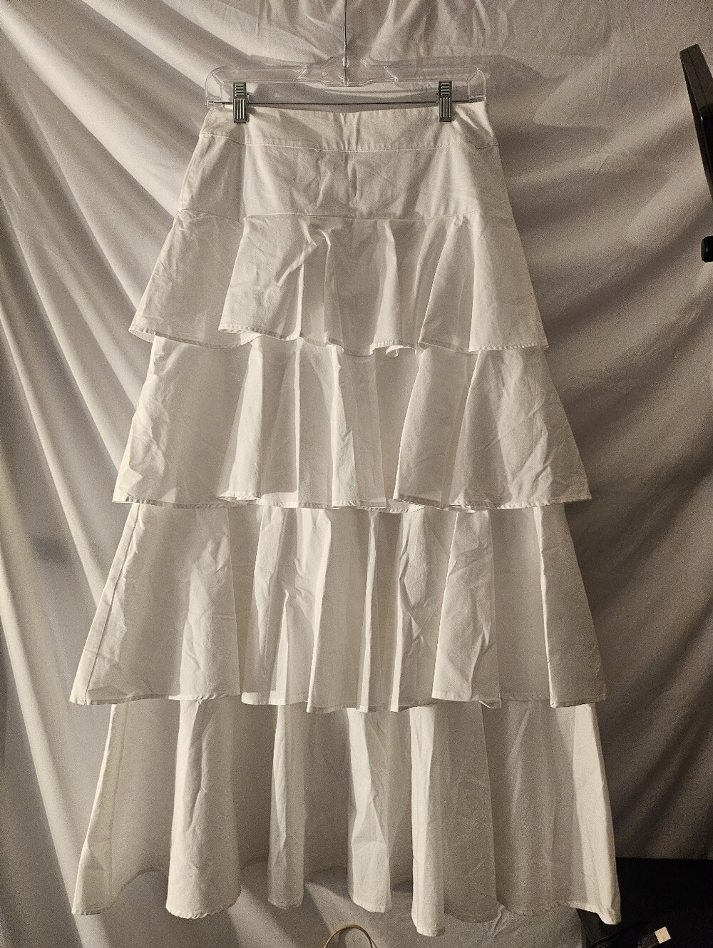 Tiered White Maxi Skirt - Classic Ruffled Layers Sz 8